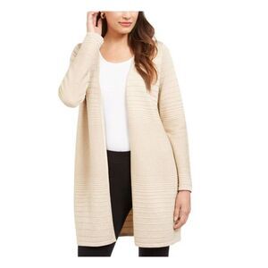 Alfani Sweater Womens Small Gold‎ Metallic Oversized Open Cardigan Ribbed